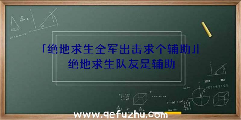 「绝地求生全军出击求个辅助」|绝地求生队友是辅助